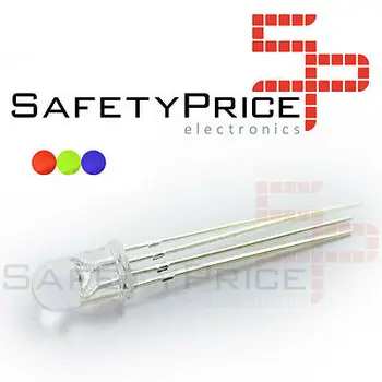 

10x RGB Led Diode 5mm 4 pin tricolor cathode common pin multicolor