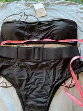 Cintura alta Bikini 2021 negro Sexy traje de baño mujeres traje de baño de la pierna conjunto de Bikinis Bandeau natación para baño traje de baño trajes de baño