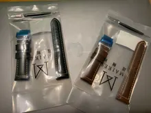 Maikes-correas de reloj de cuero genuino hechas a mano, de 18mm, 20mm, 22mm y 24mm, con hebilla de mariposa Universal