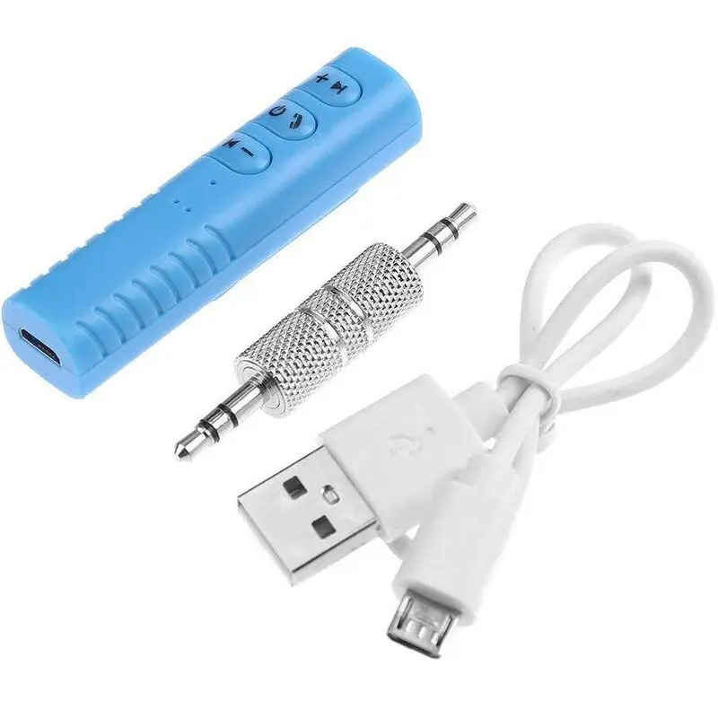 Bluetooth аудио приемник адаптер с микрофоном беспроводной Bluetooth приемник 3,5 мм разъем аудио Музыка Adaptador Bluetooth Usb зарядка работает в качестве трансмиттера приемника блютуз для автомобиля и машины - Название цвета: Синий