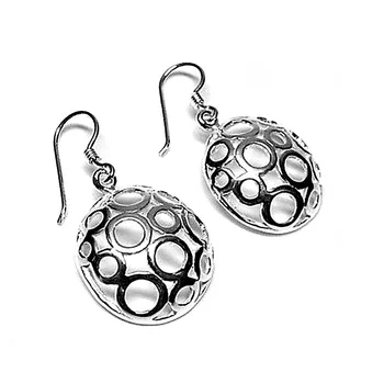 

925 sterling silver earrings m round circles openwork [AB2545]