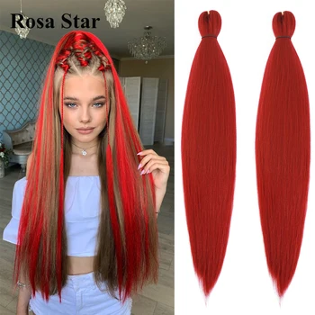 

ROSA STAR 26 Inches Yaki Straight Synthetic Hair Extension Pre Stretched Crochet Jumbo Braids Kanekalon Hair Braiding