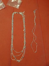 Collar de plata de ley 925 con cuentas multicapa para mujer, accesorio elegante, cadena larga, para fiesta de boda