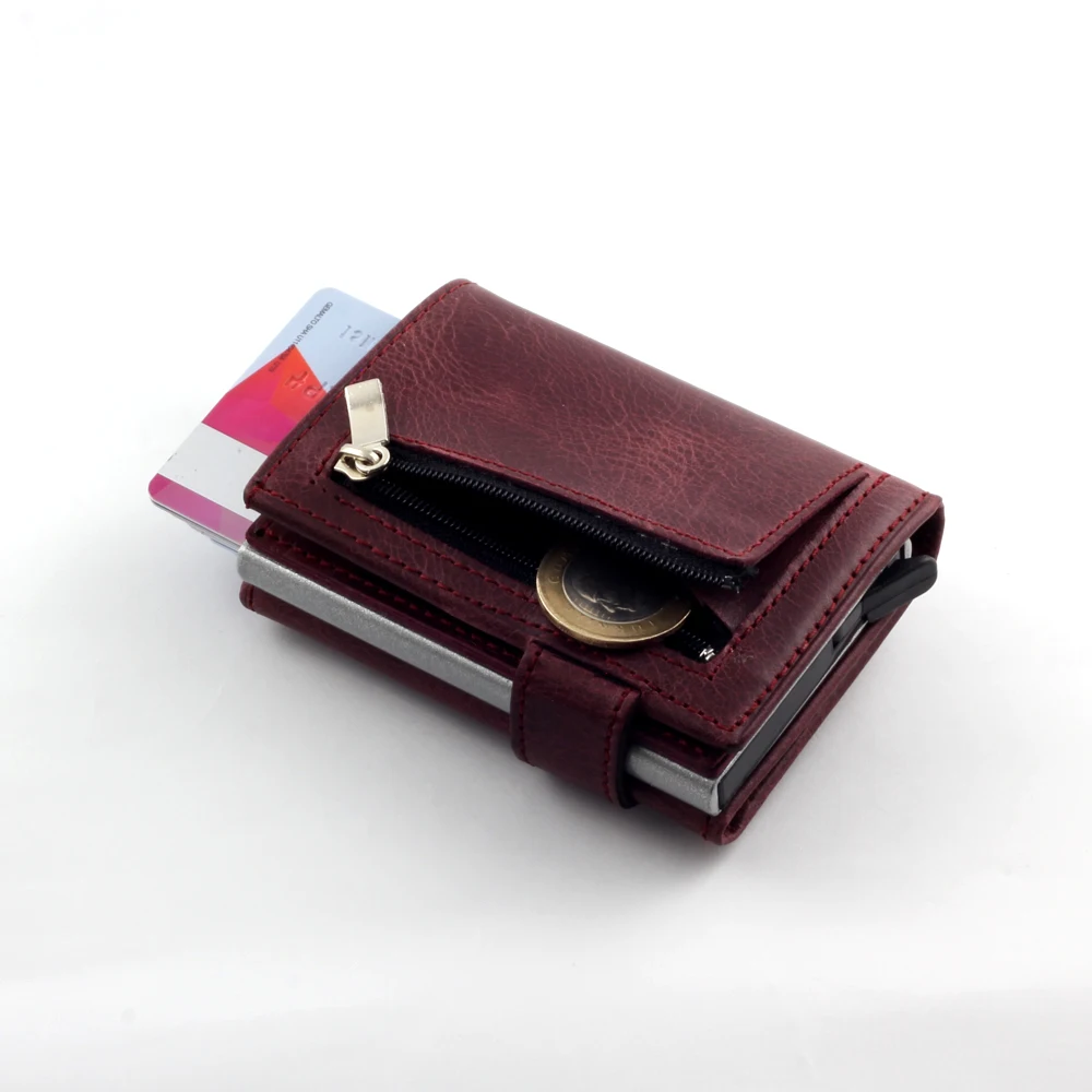 Smart Wallet Business Card Holder Real Cow Leather Handmade Smart Automatic Card Holder Men Gift