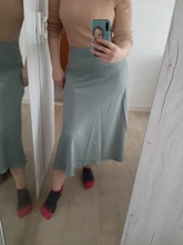 Marchitas de verano faldas mujer moda 2020 midi faldas Inglaterra Oficina satén alto cintura simple Falda larga elegante de las mujeres