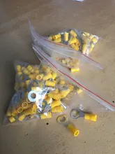 Conector de Cable aislado, 10/25/50/100 Uds. RV5.5-3.5 4 5 6 8 10 12 anillo amarillo 4-6MM, Cable de Terminal de crimpado eléctrico 12-10AWG