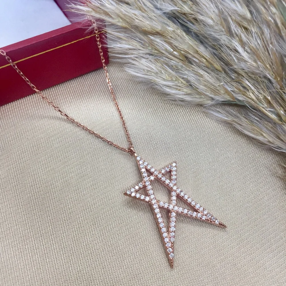 

NEW Trendy 925 Silver Necklace Turkish Jewelry Birthday Gift Star Fashion Necklace For Women Minimalist Style Luxury Designer