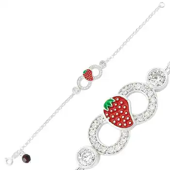 

KUTAYDAN 925 Sterling Silver Strawberry Infinity Child Bracelet