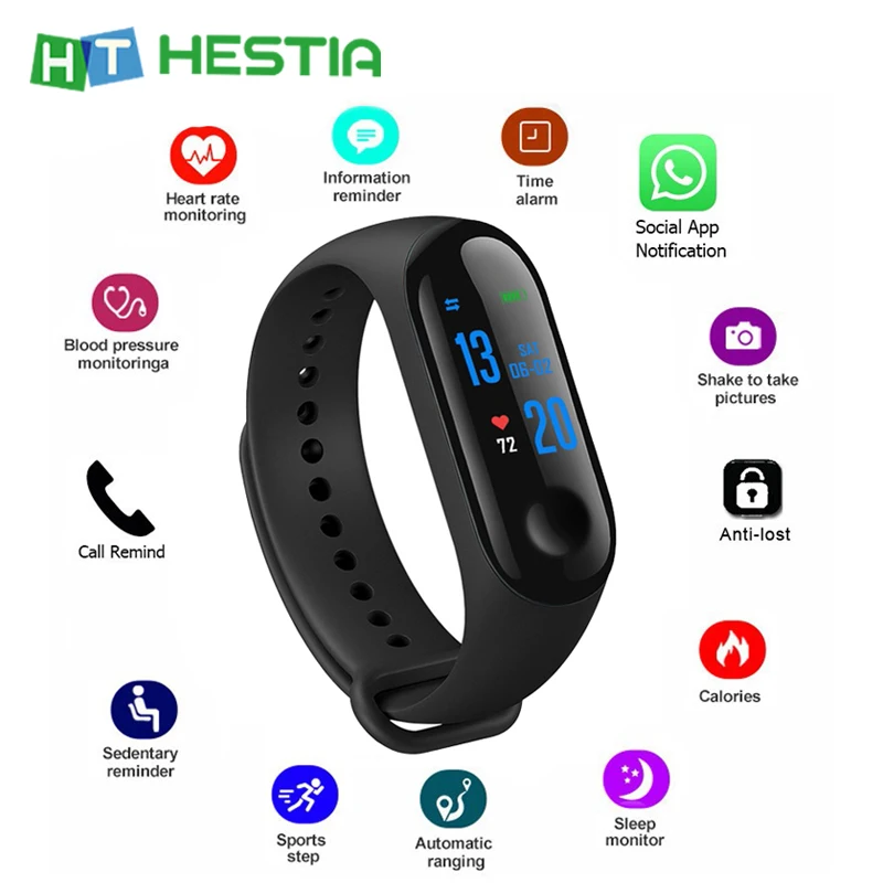 

M3 Smart Band Fitness Tracker Blood Pressure Heart Rate Monitor Bluetooth Smart Bracelet Waterproof Pedometer Activity Bracelet