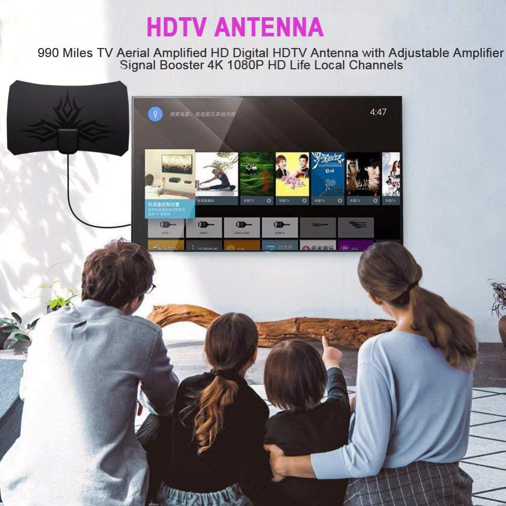Amplificatore Dell'Antenna 980 Miglia Gamma Hd 4K Dvb-T2 Antenna Tv Amplificatore Ricevitore Segnale Hdtv Interno