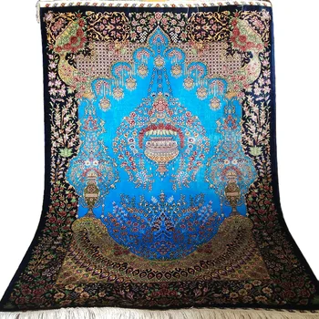 

FangCunJinXiu 3x4.5ft Blue 100% Persian Classic Pattern Handmade Silk Rug For Office Or Living Room FC3010039