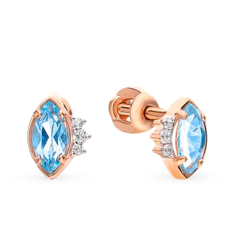 

Gold earrings with Topaz and cubic zirconia sunlight sample 585