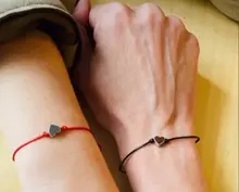 Colgantes nuevos pulsera de amistad, parejas 2 unids/set piedra volcánica pulsera de brazaletes de las mujeres deseo suerte joyería