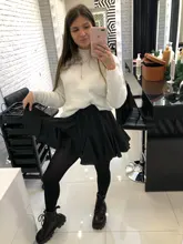 Surmiitro-Falda corta de gasa blanca y negra para mujer, Falda corta Coreana de cintura alta, plisada, Mini, estética, para verano, 2021