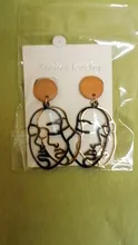 Pendientes de Clip de Cara hueca con estilo abstracto para niñas, sin Piercing, aretes con abalorio llamativo, novedad de 2019