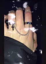 Anillo de Cruz de Hip Hop Retro Punk para hombre y mujer, cadena ajustable de dos eslabones, joyería gótica, 2021