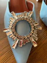 Zapatos de tacón alto con diamantes de imitación para mujer, calzado de seda satinada con punta puntiaguda, sin cordones, para boda, talla grande 41 42