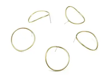 

Brass Stud Hoop Earring - Raw Brass Wavy Circle Earring Post - Ear Wires Earring Stud - 2Pcs/Lot - 29.81x28.82x1.49mm - PP3296