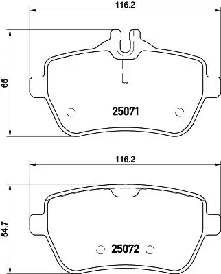 Колодки тормозные MERCEDES W222 13- задние L=116.2мм HELLA 8DB 3