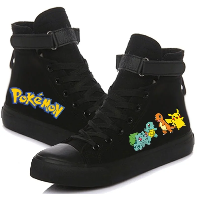 С принтом "Pokemon" Для мужчин/wo Для мужчин с высоким берцем парусиновая обувь повседневная обувь