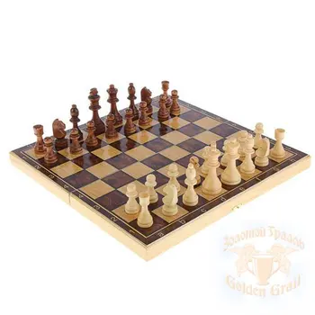 

Gift with engraving board games chess, checkers 030102005, set Medium 3 in 1 Classic (Chess, backgammon, Checkers)