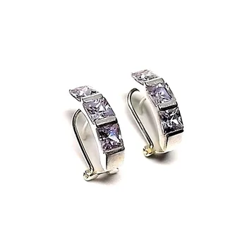 

Sterling silver earrings 925m smooth zircons mauve [AA8893]