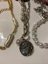 2021 nuevo de moda barroco Collar con cadena de perlas mujeres Collar Punk, cierre de palanca círculo Lariat grano gargantilla collares joyería