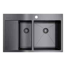 Мойка для кухни Omoikiri Akisame 78-2-GM-R нерж.сталь(вороненая сталь)(PVD-покрытие, устойчива к царапинам, встраиваем