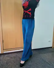 Golosina Color plisado genial pantalones de pierna ancha mujer alta de verano sueltos cintura tobillo fino pantalones largos de 13 colores