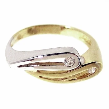 

18k solid gold ring two-color 2 zircons Weight: 3,9gr. [156]