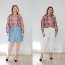 Plaid Shirt Tops Long-Sleeve Office Women Coat Loose Ladies Karsany And