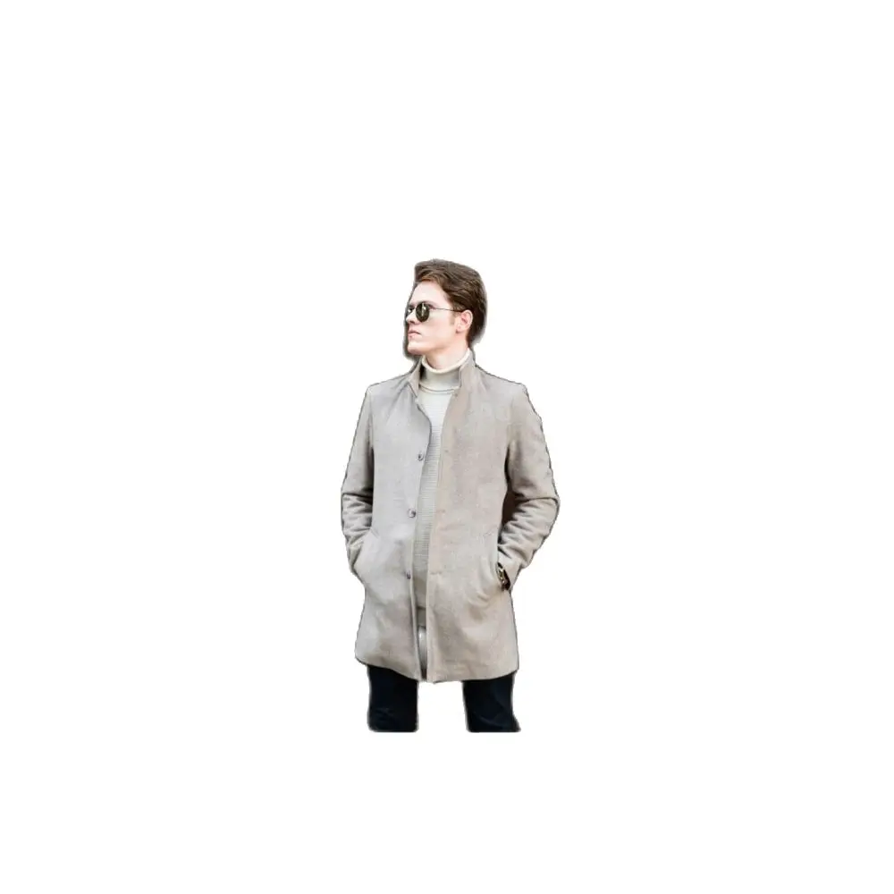Men's Judge Collar Mink Cachet Coat High Quality Slim Fit Front Button-Down Fashion 2021 Autumn Winter Season OutwearDailyCasual