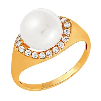 

Примаэксклюзив ring with pearls and cubic zirconia in red gold