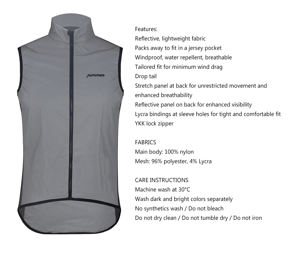 PIMMER all Reflective pro team cycling Vest team windproof vest Sleeveless MTB Road Bike Bicycle Jersey Top Cycle Clothing gilet 3