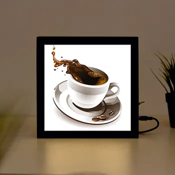 

3D Coffee handcrafted Wooden Light Box Sign for Home, Restaurant, Coffee Shop Business Signage