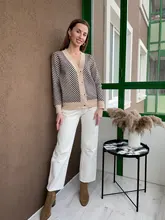 GIGOGOU solo Breasted V cuello mujeres botón árbol de Navidad negro suéter de punto Cardigan suelto de Jersey chaqueta abrigo