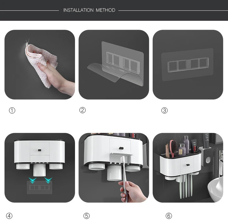 Магнитный держатель для зубной щетки Многофункциональный удобный для хранения пыленепроницаемые аксессуары для ванной комнаты автоматический экономичный диспенсер для зубной пасты
