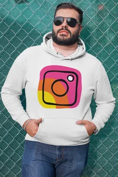 

Angemiel Wear Colorful İnstagram Logo White Men 'S Hooded Sweatshirt