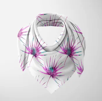 

Else Tropical Purple Green Leaves Floral 3d Printed Square Rayon Fabric Neck Head Floral Pattern Scarf Scarves Women Hijab