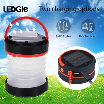 

LEDGLE Solar Camp Lamp 5V USB Rechargeable Camping Lantern Mini LED Solar Power Bank Light Portable Lanterns Emergency Lights 20