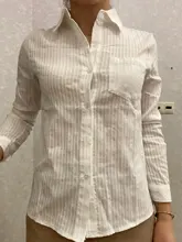 Blouses Shirts Spring Casual Tops Long-Sleeve Foxmertor Women 100%Cotton Pocket Blusas