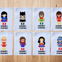 Изготовленный на заказ 6 шт. какой-либо текст одежды из двух предметов для девочек герои на день рождения пользу мешочки, мешочки для сладостей подарки сумки для девочек герои вечерние сумки для подарков or Treats для детей