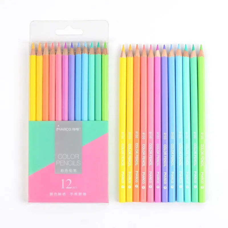 

Marco 12 NEW Soft Trendy Pastel Colors Pencils Andstal Non-toxic Color Pencil lapis de cor Colored Pencils for School kids
