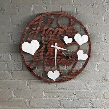 

Personalized Name Design Heart Wood Wall Clock-8