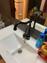 Montaje en cubierta de baño grifo de cocina monomando giratorio 360 lavabo mezclador grifos negro mezcladores de agua caliente y fría