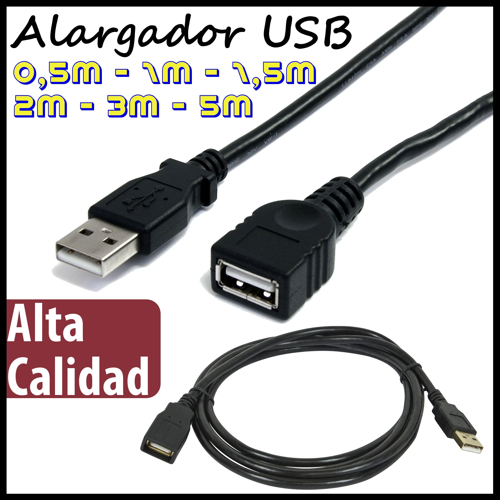 Cable Alargador USB Macho Hembra / 1 / 1,5 / 3 / 5 Metro Metros Extensión|Cables de datos| - AliExpress