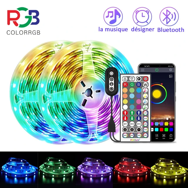 led mural chamb, Ruban LED, 5050 RGB Bande LED,Contrôlé par APP du  Smartphone,Synchroniser avec Rythme de Musique,Bande LED Lumineuse LED Ruban  Kit pour DJ Helloween Noël Disco Maison,Cuisine,Mariage,Fête,6M, 12M, 15M -  AliExpress