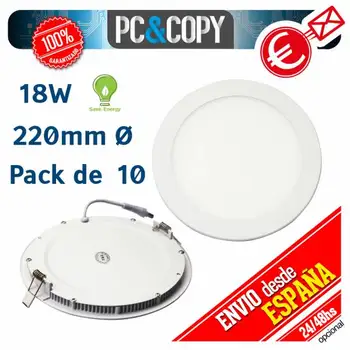 

Pack 10 Downlight LED Panel 18W ceiling light white round thin recessed