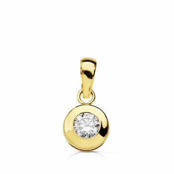 

18k gold pendant cubic zirconia 6.5mm. Chatón [AA1847]