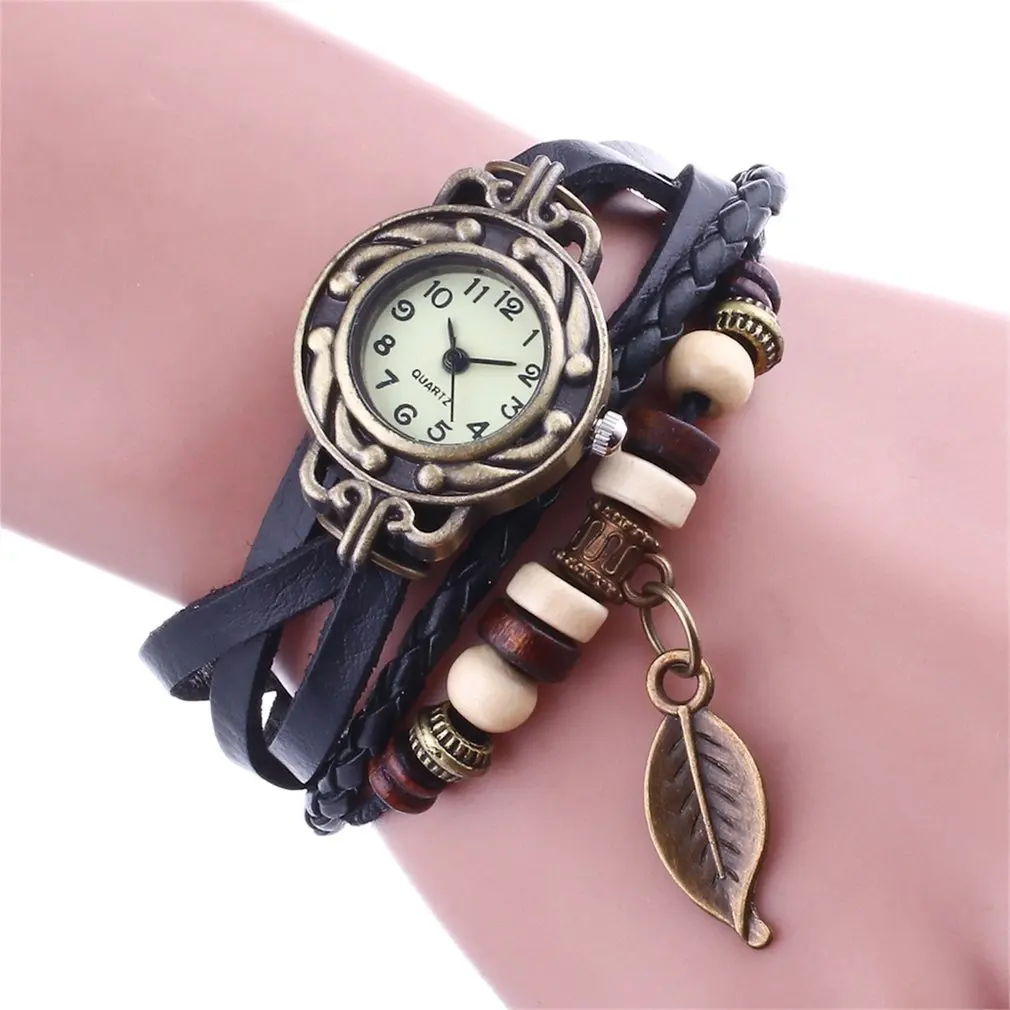 

Brand New 1Pcs Watch Leaf Bracelet Watch Quartz Movement Wrist Watch Girl Women Drop Shipping Wholesale Retro Minority Mori